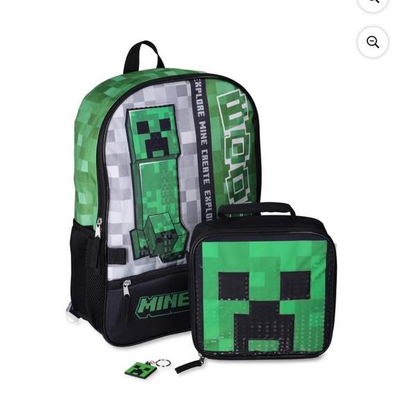 NWT Minecraft Backpack, lunch bag and key chain Set - Picture 1 of 7